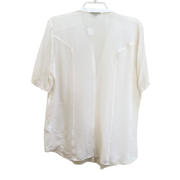 Helmut Helmut Lang White Cotton Silk Combo Short Sleeve Blouse L NWT Barneys - Picture 5 of 10